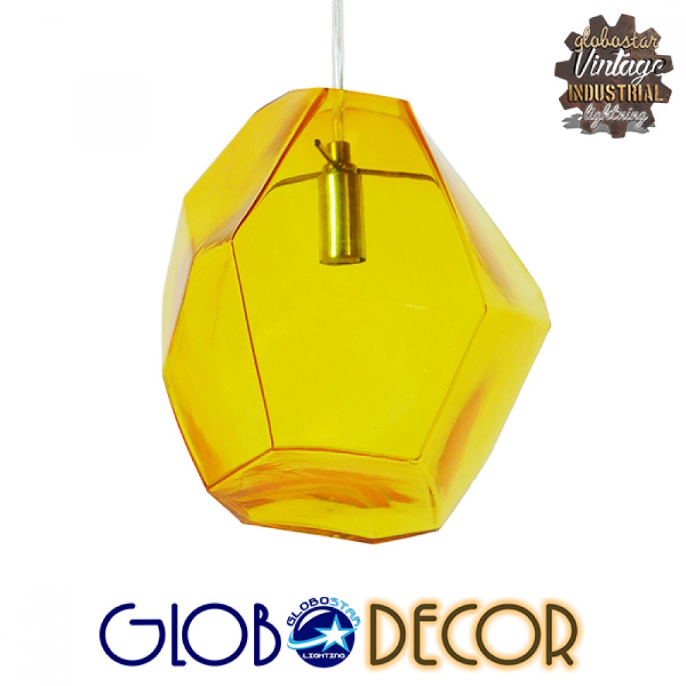 GloboStar® RINA 01308 Μοντέρνο Κρεμαστό Φωτιστικό Μπάλα Μονόφωτο 1 x G9 Κίτρινο Γυαλί - Μ20 x Π20 x Υ20cm