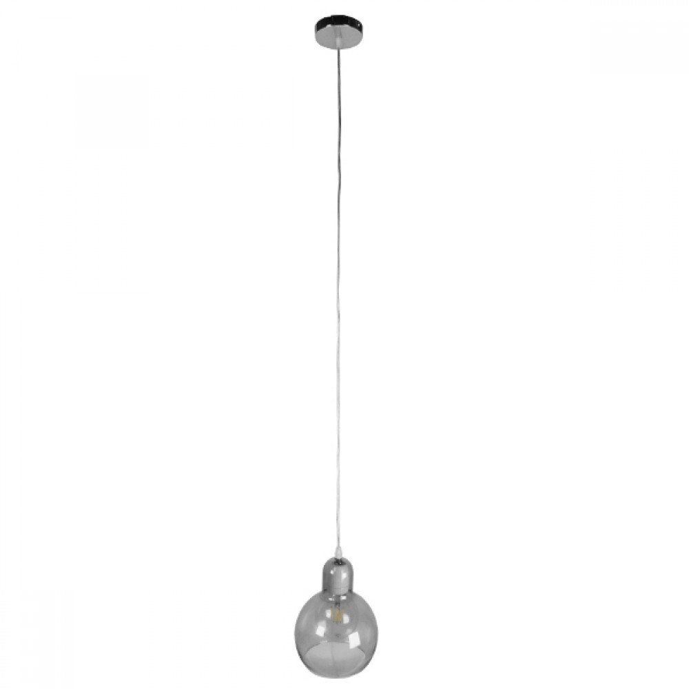 GloboStar® BOSSANOVA 01313 Μοντέρνο Κρεμαστό Φωτιστικό Ανάρτηση Μονόφωτο 1 x E27 IP20 Γκρι Γυαλί - Μ18 x Π18 x Υ23cm
