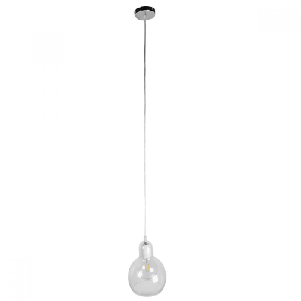 GloboStar® LUCREZIA 01314 Μοντέρνο Κρεμαστό Φωτιστικό Ανάρτηση Μονόφωτο 1 x E27 IP20 Διάφανο Γυαλί - Μ18 x Π18 x Υ23cm