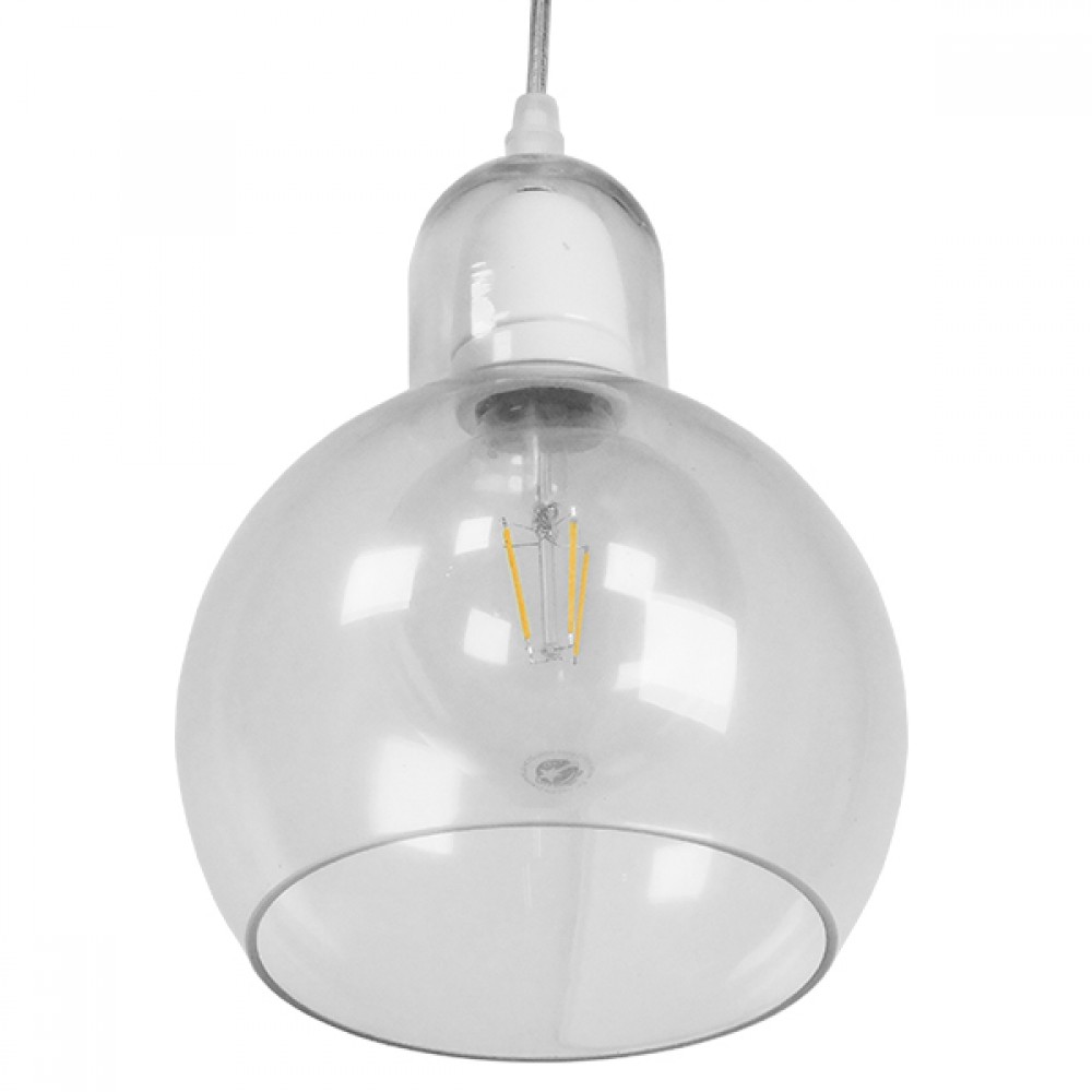 GloboStar® LUCREZIA 01314 Μοντέρνο Κρεμαστό Φωτιστικό Οροφής Μονόφωτο 1 x E27 Γυάλινο Διάφανο Φ18 x Υ23cm