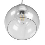 GloboStar® LUCREZIA 01314 Μοντέρνο Κρεμαστό Φωτιστικό Οροφής Μονόφωτο 1 x E27 Γυάλινο Διάφανο Φ18 x Υ23cm