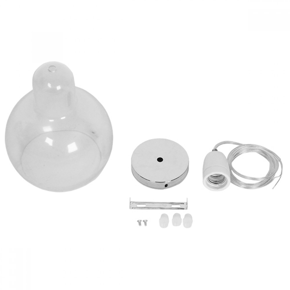 GloboStar® LUCREZIA 01314 Μοντέρνο Κρεμαστό Φωτιστικό Οροφής Μονόφωτο 1 x E27 Γυάλινο Διάφανο Φ18 x Υ23cm