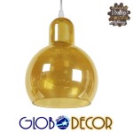 GloboStar® LUNATICA 01315 Μοντέρνο Κρεμαστό Φωτιστικό Οροφής Μονόφωτο 1 x E27 Γυάλινο Μελί Διάφανο Φ18 x Υ23cm