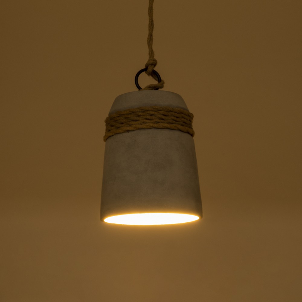 GloboStar® ETESIAN 01319 Μοντέρνο Industrial Κρεμαστό Φωτιστικό Οροφής Μονόφωτο 1 x E27 AC220-240V IP20 - Φ20 x Υ26cm - Γκρι Τσιμέντο Καμπάνα - 5 Χρόνια Εγγύηση