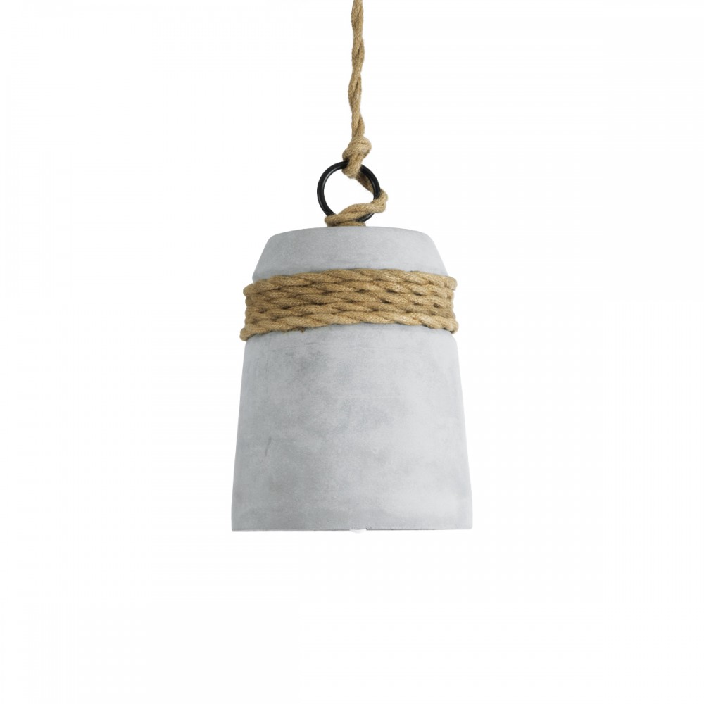 GloboStar® ETESIAN 01319 Μοντέρνο Industrial Κρεμαστό Φωτιστικό Οροφής Μονόφωτο 1 x E27 AC220-240V IP20 - Φ20 x Υ26cm - Γκρι Τσιμέντο Καμπάνα - 5 Χρόνια Εγγύηση