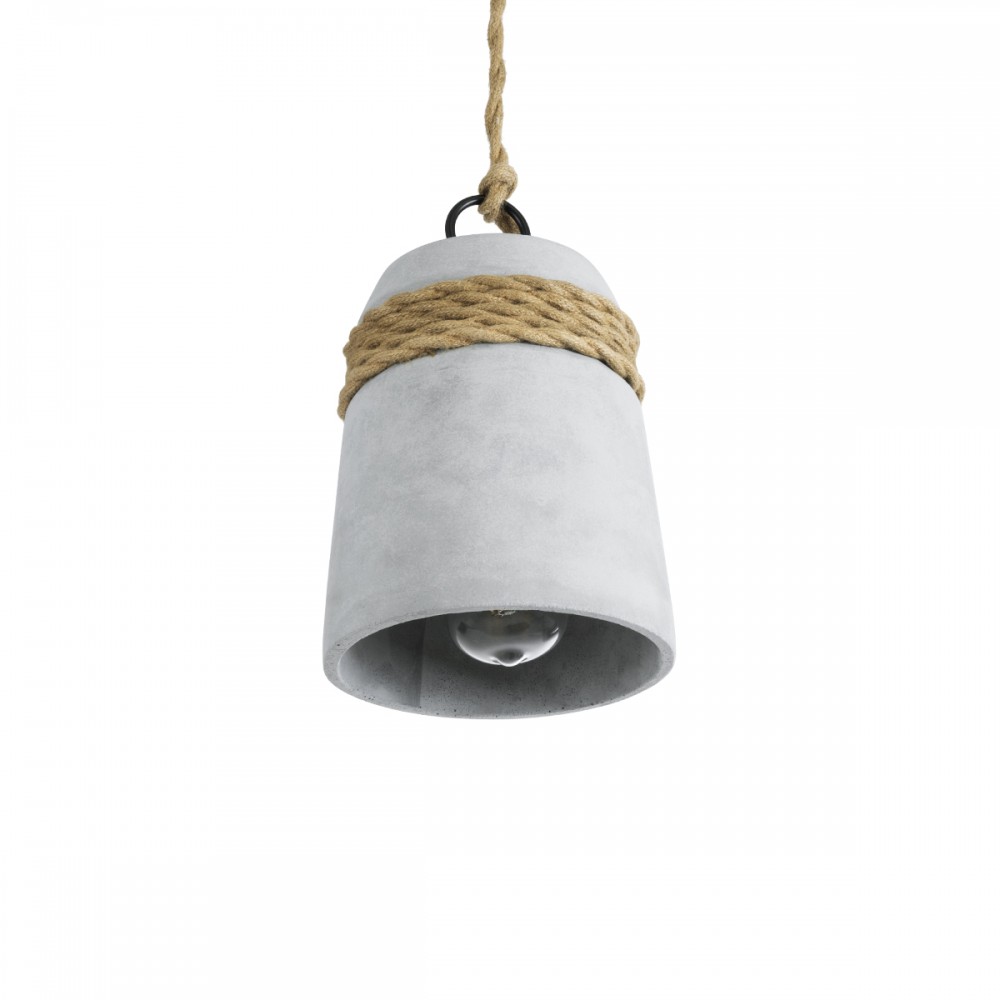 GloboStar® ETESIAN 01319 Μοντέρνο Industrial Κρεμαστό Φωτιστικό Οροφής Μονόφωτο 1 x E27 AC220-240V IP20 - Φ20 x Υ26cm - Γκρι Τσιμέντο Καμπάνα - 5 Χρόνια Εγγύηση