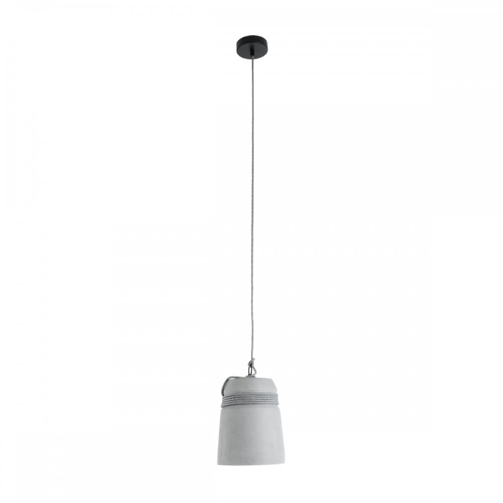 GloboStar® FELINI 01321 Μοντέρνο Industrial Κρεμαστό Φωτιστικό Οροφής Μονόφωτο 1 x E27 AC220-240V IP20 - Φ20 x Υ26cm - Γκρι Τσιμέντο Καμπάνα - 5 Χρόνια Εγγύηση