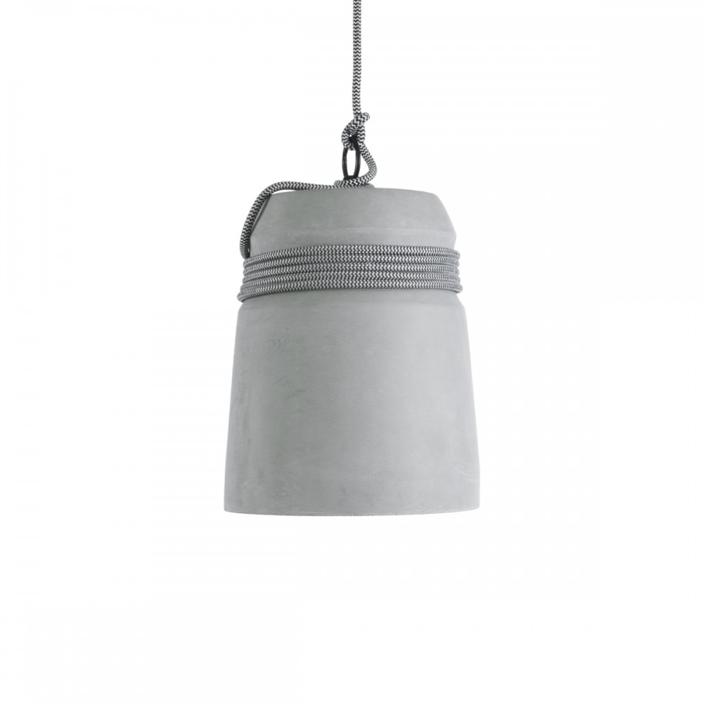 GloboStar® FELINI 01321 Μοντέρνο Industrial Κρεμαστό Φωτιστικό Οροφής Μονόφωτο 1 x E27 AC220-240V IP20 - Φ20 x Υ26cm - Γκρι Τσιμέντο Καμπάνα - 5 Χρόνια Εγγύηση