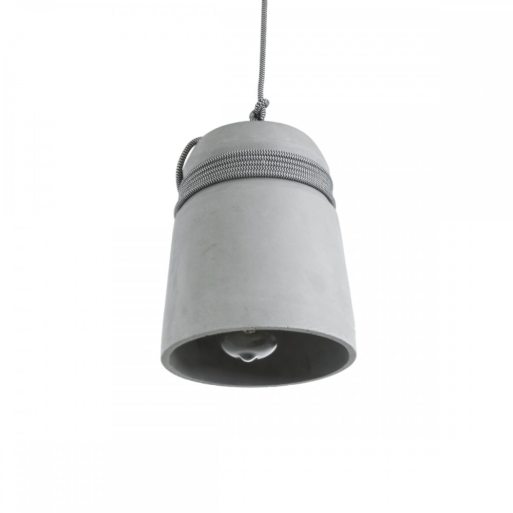 GloboStar® FELINI 01321 Μοντέρνο Industrial Κρεμαστό Φωτιστικό Οροφής Μονόφωτο 1 x E27 AC220-240V IP20 - Φ20 x Υ26cm - Γκρι Τσιμέντο Καμπάνα - 5 Χρόνια Εγγύηση