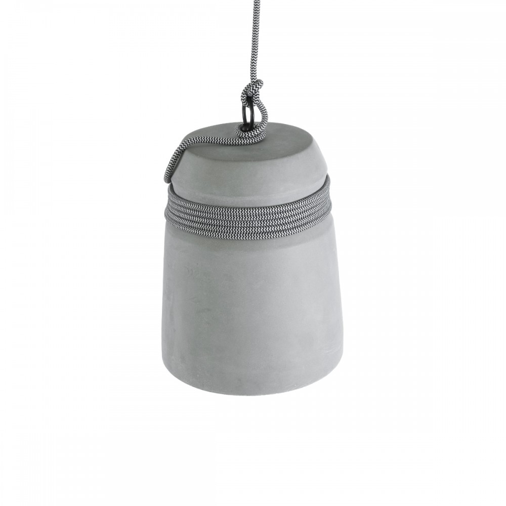 GloboStar® FELINI 01321 Μοντέρνο Industrial Κρεμαστό Φωτιστικό Οροφής Μονόφωτο 1 x E27 AC220-240V IP20 - Φ20 x Υ26cm - Γκρι Τσιμέντο Καμπάνα - 5 Χρόνια Εγγύηση