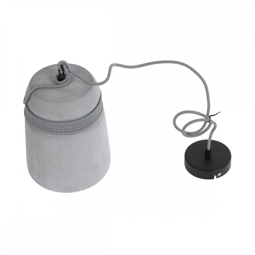 GloboStar® FELINI 01321 Μοντέρνο Industrial Κρεμαστό Φωτιστικό Οροφής Μονόφωτο 1 x E27 AC220-240V IP20 - Φ20 x Υ26cm - Γκρι Τσιμέντο Καμπάνα - 5 Χρόνια Εγγύηση