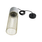 GloboStar® DURANT 01322 Μοντέρνο Industrial Κρεμαστό Φωτιστικό Οροφής Μονόφωτο 1 x E27 AC220-240V IP20 - Φ12 x Υ40cm - Γκρι Μπεζ Τσιμέντο Πλέγμα - 5 Χρόνια Εγγύηση