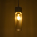 GloboStar® DURANT 01322 Μοντέρνο Industrial Κρεμαστό Φωτιστικό Οροφής Μονόφωτο 1 x E27 AC220-240V IP20 - Φ12 x Υ40cm - Γκρι Μπεζ Τσιμέντο Πλέγμα - 5 Χρόνια Εγγύηση