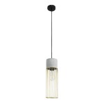 GloboStar® DURANT 01322 Μοντέρνο Industrial Κρεμαστό Φωτιστικό Οροφής Μονόφωτο 1 x E27 AC220-240V IP20 - Φ12 x Υ40cm - Γκρι Μπεζ Τσιμέντο Πλέγμα - 5 Χρόνια Εγγύηση