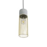 GloboStar® DURANT 01322 Μοντέρνο Industrial Κρεμαστό Φωτιστικό Οροφής Μονόφωτο 1 x E27 AC220-240V IP20 - Φ12 x Υ40cm - Γκρι Μπεζ Τσιμέντο Πλέγμα - 5 Χρόνια Εγγύηση