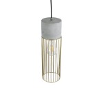 GloboStar® DURANT 01322 Μοντέρνο Industrial Κρεμαστό Φωτιστικό Οροφής Μονόφωτο 1 x E27 AC220-240V IP20 - Φ12 x Υ40cm - Γκρι Μπεζ Τσιμέντο Πλέγμα - 5 Χρόνια Εγγύηση