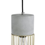 GloboStar® DURANT 01322 Μοντέρνο Industrial Κρεμαστό Φωτιστικό Οροφής Μονόφωτο 1 x E27 AC220-240V IP20 - Φ12 x Υ40cm - Γκρι Μπεζ Τσιμέντο Πλέγμα - 5 Χρόνια Εγγύηση