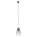 GloboStar® DURANT 01323 Μοντέρνο Industrial Κρεμαστό Φωτιστικό Οροφής Μονόφωτο Γκρι Μπεζ Τσιμέντο Πλέγμα Φ25 x Y31cm