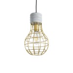 GloboStar® DURANT 01325 Μοντέρνο Industrial Κρεμαστό Φωτιστικό Οροφής Μονόφωτο 1 x E27 AC220-240V IP20 - Φ20 x Υ35cm - Γκρι Μπεζ Τσιμέντο Πλέγμα - 5 Χρόνια Εγγύηση