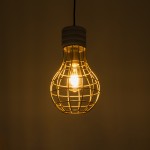 GloboStar® DURANT 01325 Μοντέρνο Industrial Κρεμαστό Φωτιστικό Οροφής Μονόφωτο 1 x E27 AC220-240V IP20 - Φ20 x Υ35cm - Γκρι Μπεζ Τσιμέντο Πλέγμα - 5 Χρόνια Εγγύηση