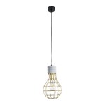 GloboStar® DURANT 01325 Μοντέρνο Industrial Κρεμαστό Φωτιστικό Οροφής Μονόφωτο 1 x E27 AC220-240V IP20 - Φ20 x Υ35cm - Γκρι Μπεζ Τσιμέντο Πλέγμα - 5 Χρόνια Εγγύηση