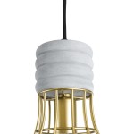 GloboStar® DURANT 01325 Μοντέρνο Industrial Κρεμαστό Φωτιστικό Οροφής Μονόφωτο 1 x E27 AC220-240V IP20 - Φ20 x Υ35cm - Γκρι Μπεζ Τσιμέντο Πλέγμα - 5 Χρόνια Εγγύηση