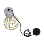 GloboStar® DURANT 01325 Μοντέρνο Industrial Κρεμαστό Φωτιστικό Οροφής Μονόφωτο 1 x E27 AC220-240V IP20 - Φ20 x Υ35cm - Γκρι Μπεζ Τσιμέντο Πλέγμα - 5 Χρόνια Εγγύηση