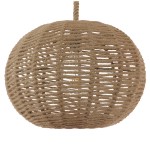 GloboStar® MANDALA 01331 Vintage Κρεμαστό Φωτιστικό Οροφής Μονόφωτο 1 x E27 Πλέγμα με Μπεζ Σχοινί Φ42 x Υ34cm