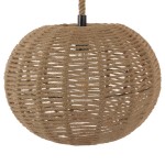 GloboStar® MANDALA 01331 Vintage Κρεμαστό Φωτιστικό Οροφής Μονόφωτο 1 x E27 Πλέγμα με Μπεζ Σχοινί Φ42 x Υ34cm