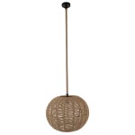 GloboStar® MANDALA 01331 Vintage Κρεμαστό Φωτιστικό Οροφής Μονόφωτο 1 x E27 Πλέγμα με Μπεζ Σχοινί Φ42 x Υ34cm