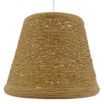 GloboStar® PLAYROOM 01332 Vintage Κρεμαστό Φωτιστικό Οροφής Μονόφωτο 1 x E27 Μπεζ Ξύλινο Ψάθινο Rattan Φ32 x Υ27cm