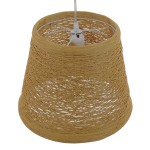 GloboStar® PLAYROOM 01332 Vintage Κρεμαστό Φωτιστικό Οροφής Μονόφωτο 1 x E27 Μπεζ Ξύλινο Ψάθινο Rattan Φ32 x Υ27cm