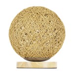 GloboStar® OCEANA 01336 Μοντέρνο Επιτραπέζιο Φωτιστικό Πορτατίφ Μονόφωτο Μπεζ Ξύλινο Ψάθινο Rattan Φ20 x Υ22cm