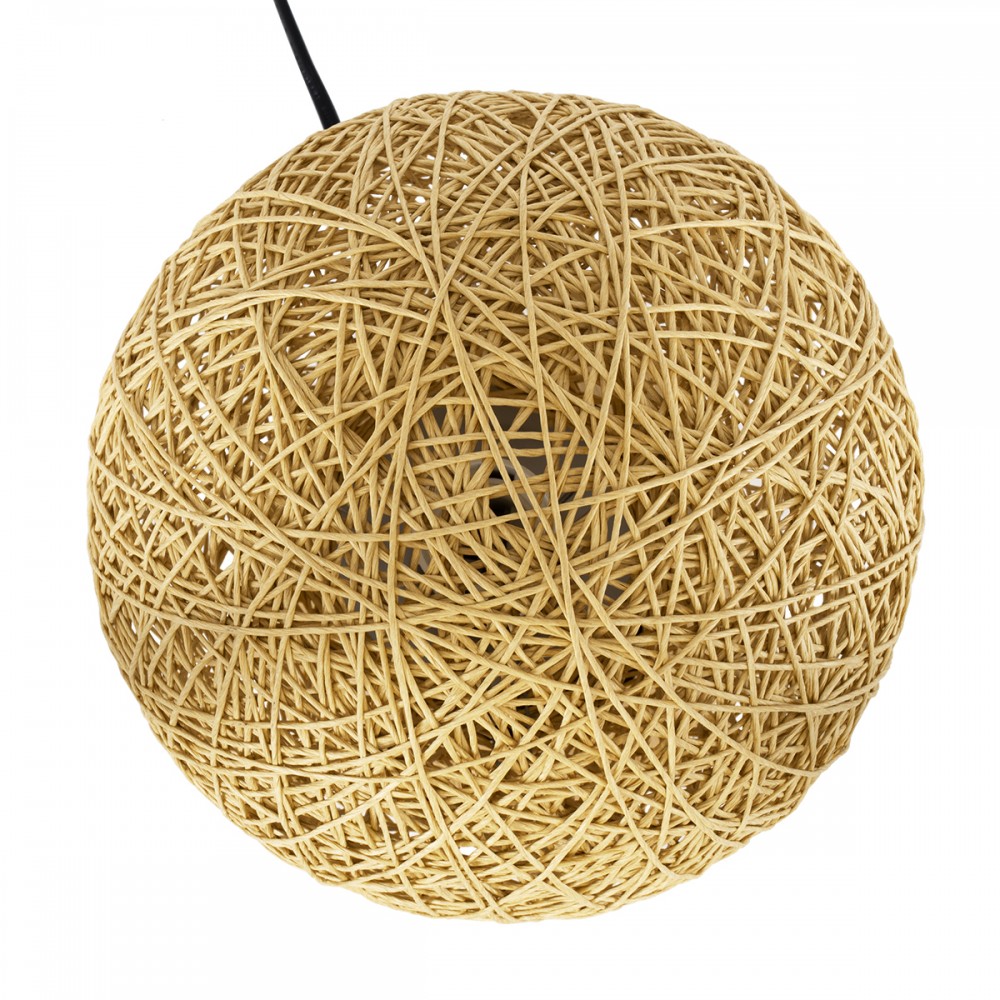 GloboStar® OCEANA 01336 Μοντέρνο Επιτραπέζιο Φωτιστικό Πορτατίφ Μονόφωτο Μπεζ Ξύλινο Ψάθινο Rattan Φ20 x Υ22cm