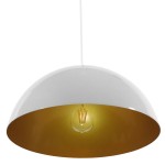 GloboStar® LUNE 01339 Μοντέρνο Κρεμαστό Φωτιστικό Οροφής Μονόφωτο Λευκό Χρυσό Μεταλλικό Καμπάνα Φ40 x Υ20cm