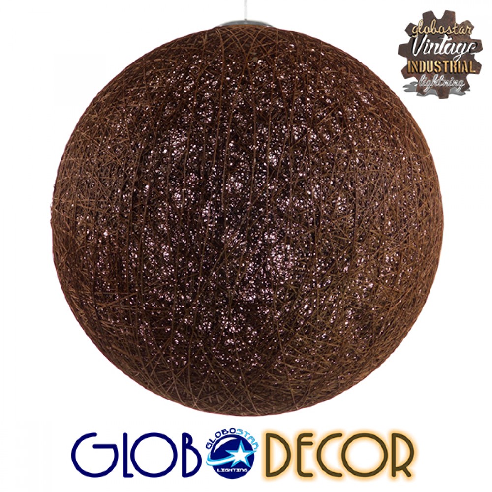 GloboStar® OCEANA 01362 Boho Κρεμαστό Φωτιστικό Μπάλα Μονόφωτο 1 x E27 IP20 Καφέ Σχοινί - Μ60 x Π60 x Υ60cm