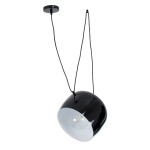 GloboStar® JASPER 01373 Μοντέρνο Κρεμαστό Φωτιστικό Οροφής Μονόφωτο 1 x E27 Μεταλλικό Μαύρο Λευκό Καμπάνα Φ26.5 x Υ20.5cm