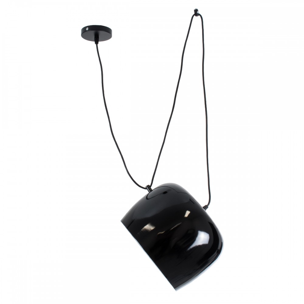 GloboStar® JASPER 01373 Μοντέρνο Κρεμαστό Φωτιστικό Οροφής Μονόφωτο 1 x E27 Μεταλλικό Μαύρο Λευκό Καμπάνα Φ26.5 x Υ20.5cm
