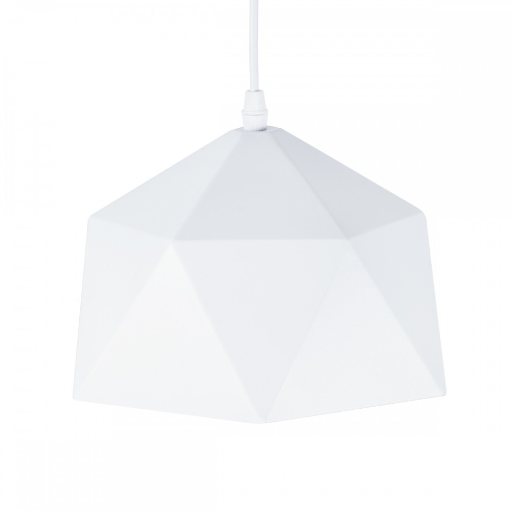 GloboStar® HEXAGON 01377 Μοντέρνο Κρεμαστό Φωτιστικό Οροφής Μονόφωτο 1 x E27 Λευκό Χρυσό Μεταλλικό Καμπάνα Φ21.5 x Υ15cm