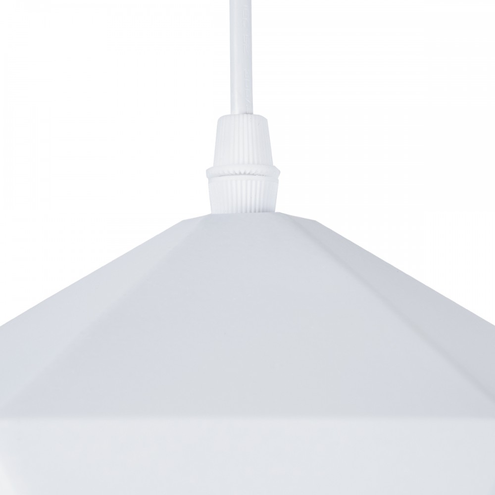 GloboStar® HEXAGON 01377 Μοντέρνο Κρεμαστό Φωτιστικό Οροφής Μονόφωτο 1 x E27 Λευκό Χρυσό Μεταλλικό Καμπάνα Φ21.5 x Υ15cm