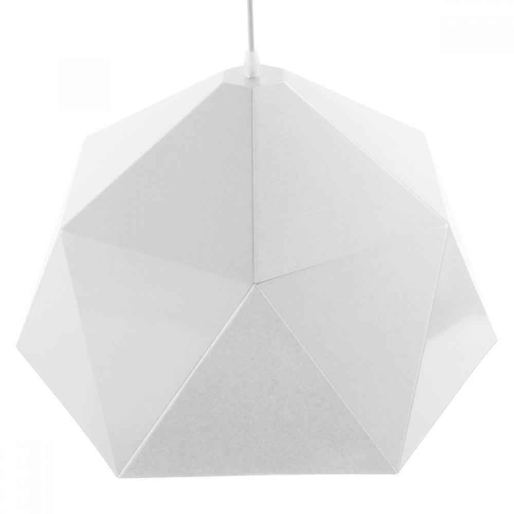 GloboStar® HEXAGON 01378 Μοντέρνο Κρεμαστό Φωτιστικό Οροφής Μονόφωτο Λευκό Χρυσό Μεταλλικό Καμπάνα Φ46 x Υ25cm