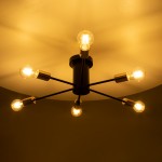 GloboStar® DAMASCO 01384 Μοντέρνο Industrial Φωτιστικό Οροφής Πολύφωτο 6 x E27 Μαύρο Μεταλλικό Πλέγμα Φ58 x Y17cm