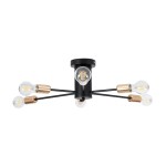 GloboStar® DAMASCO 01384 Μοντέρνο Industrial Φωτιστικό Οροφής Πολύφωτο 6 x E27 Μαύρο Μεταλλικό Πλέγμα Φ58 x Y17cm
