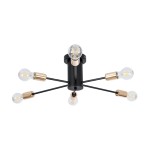 GloboStar® DAMASCO 01384 Μοντέρνο Industrial Φωτιστικό Οροφής Πολύφωτο 6 x E27 Μαύρο Μεταλλικό Πλέγμα Φ58 x Y17cm