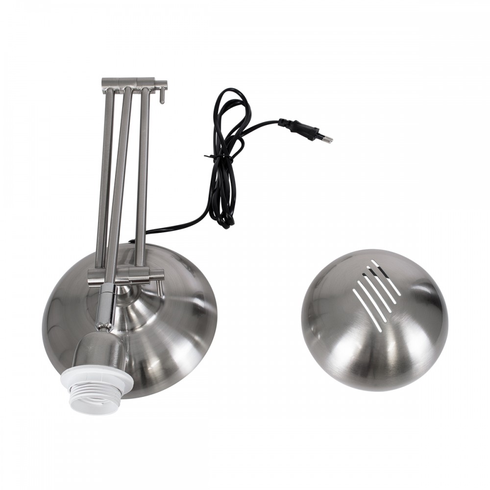 GloboStar® OFFICE CHROME 01393 Μοντέρνο Επιτραπέζιο Φωτιστικό Πορτατίφ Μονόφωτο 1 x E27 Χρώμιο Νίκελ Μεταλλικό Φ14 x Υ80cm