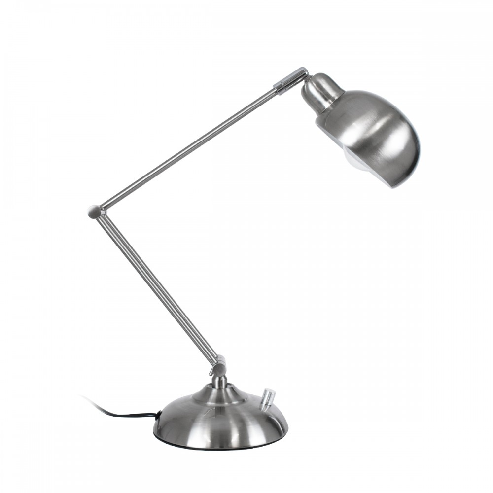 GloboStar® OFFICE CHROME 01393 Μοντέρνο Επιτραπέζιο Φωτιστικό Πορτατίφ Μονόφωτο 1 x E27 Χρώμιο Νίκελ Μεταλλικό Φ14 x Υ80cm