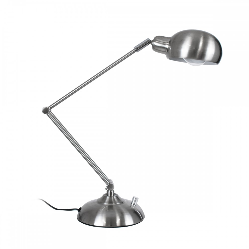 GloboStar® OFFICE CHROME 01393 Μοντέρνο Επιτραπέζιο Φωτιστικό Πορτατίφ Μονόφωτο 1 x E27 Χρώμιο Νίκελ Μεταλλικό Φ14 x Υ80cm