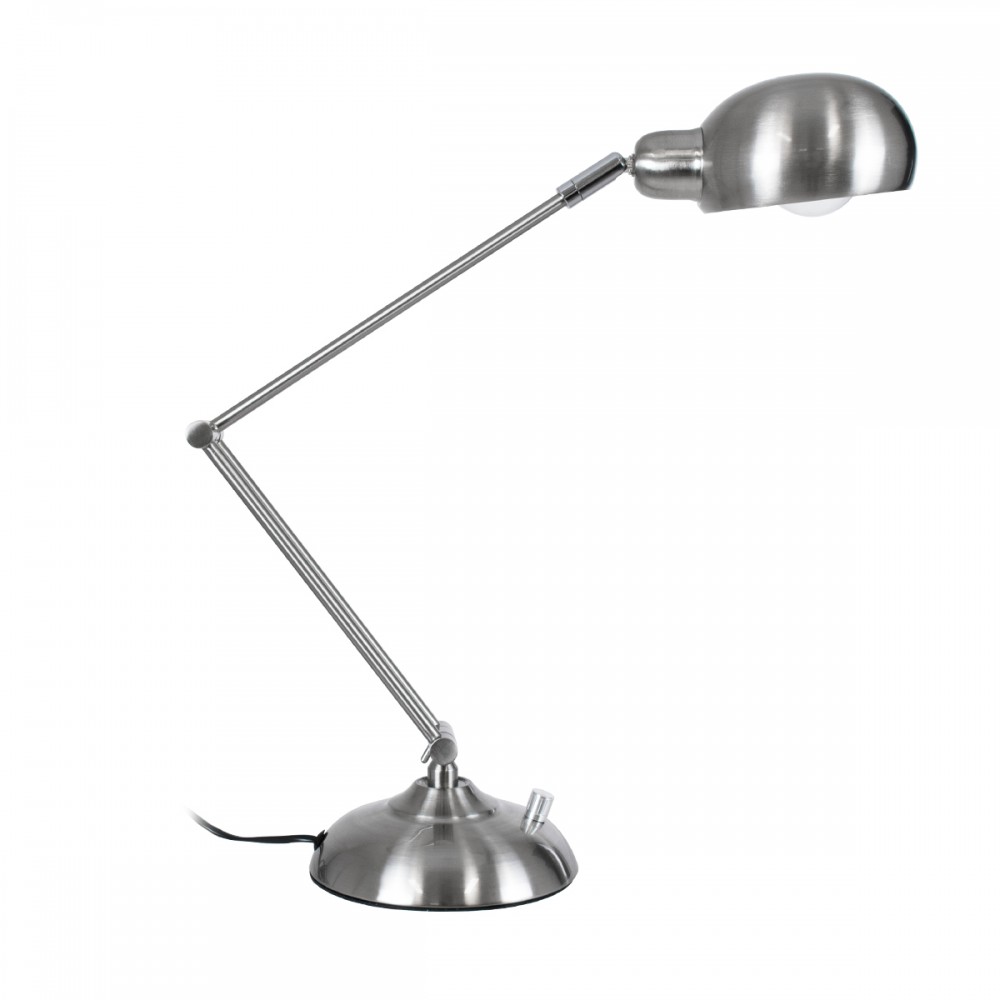 GloboStar® OFFICE CHROME 01393 Μοντέρνο Επιτραπέζιο Φωτιστικό Πορτατίφ Μονόφωτο 1 x E27 Χρώμιο Νίκελ Μεταλλικό Φ14 x Υ80cm