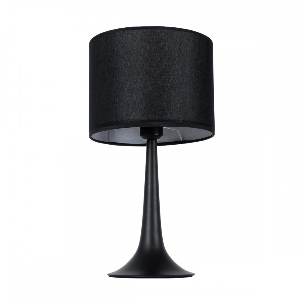 GloboStar® AMBROSIA BLACK 01394 Μοντέρνο Επιτραπέζιο Φωτιστικό Πορτατίφ Μονόφωτο Μεταλλικό με Μαύρο Καπέλο Φ25 x Υ46cm