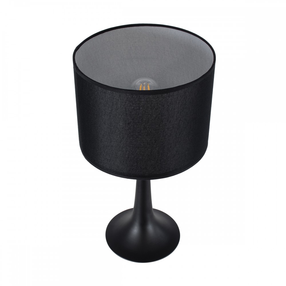 GloboStar® AMBROSIA BLACK 01394 Μοντέρνο Επιτραπέζιο Φωτιστικό Πορτατίφ Μονόφωτο Μεταλλικό με Μαύρο Καπέλο Φ25 x Υ46cm